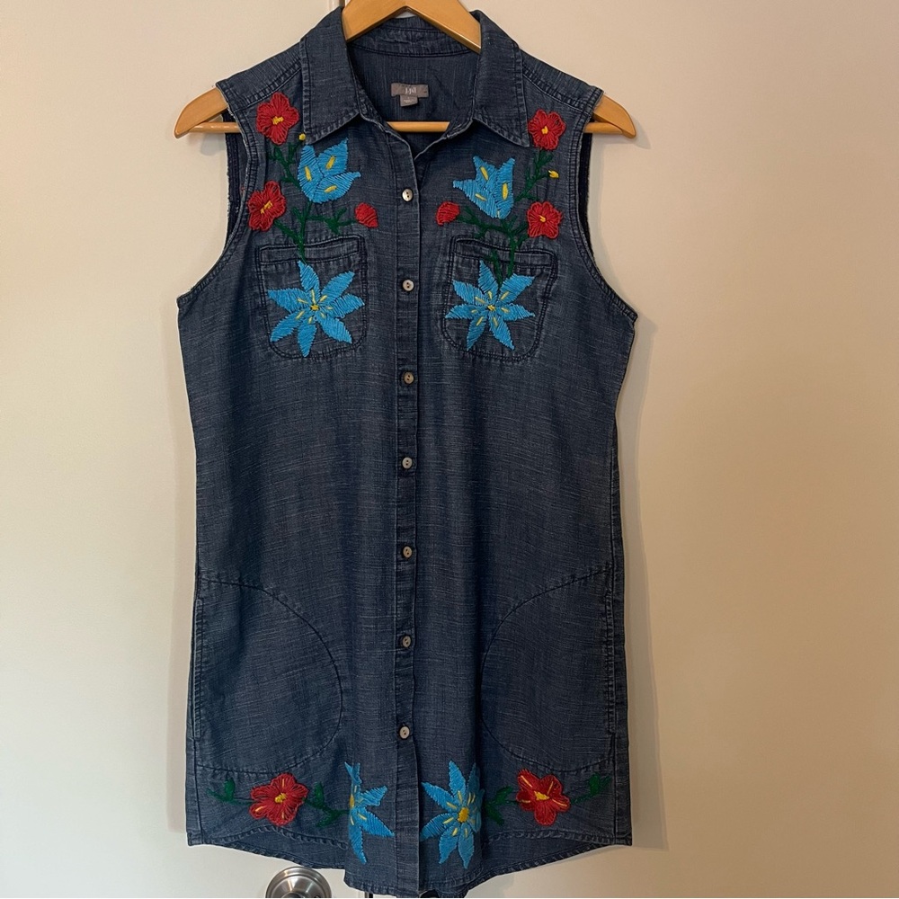 J. Jill Embroidered Chambray Tunic Top‎ | ShortDress – Women’s Small - Picture 6 of 14